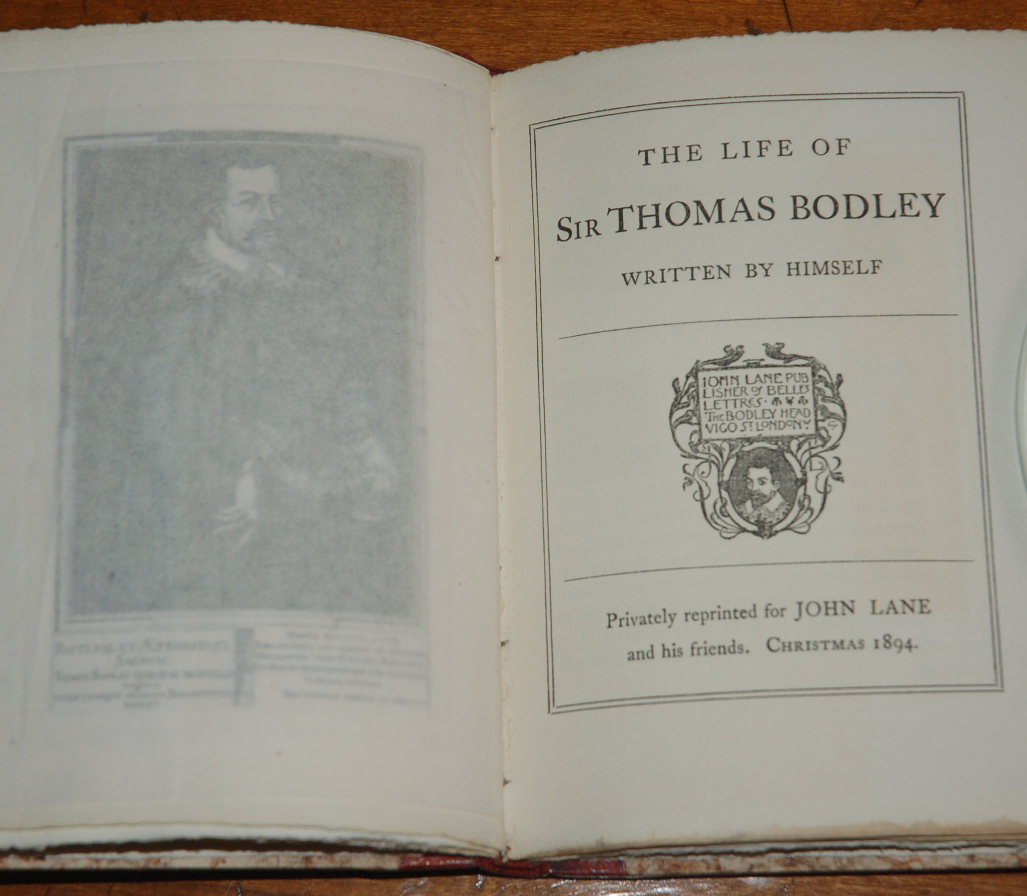 1894 - Lane Christmas Book- The Life of Sir Thomas Bodley- 2 title page